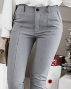 Skinny Pants Women's Fashionable All-match Casual Fabric Trousers With Rib At The Bottom