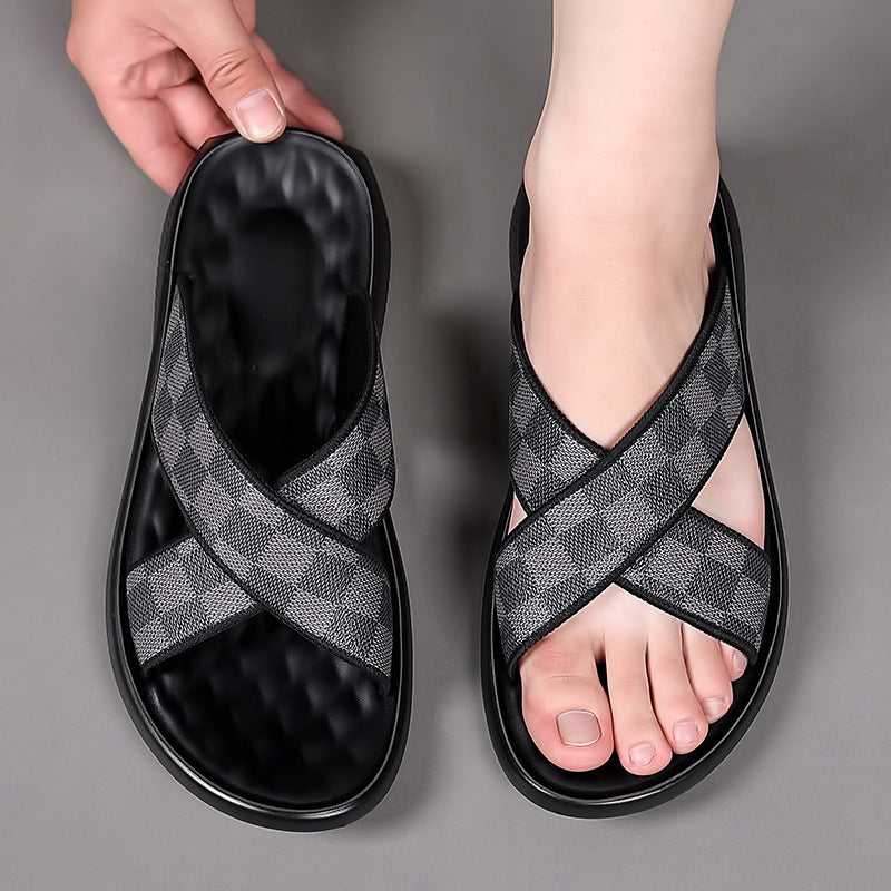 Men's Checkered Beach Shoes Sandals For Outdoor Use