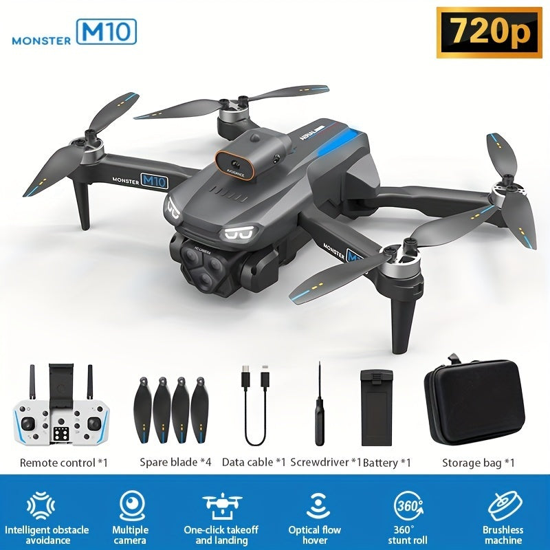 M10 Drone With Screen Control, Brushless Remote Control, Foldable Optical Flow Positioning  Toy