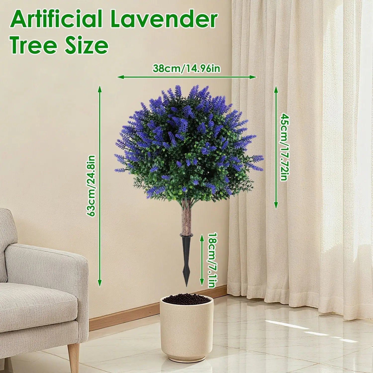2 Packs Artificial Lavender Topiary Ball Trees UV Resistant Artificial Shrubs Fake Plants Evergreen Artificial Bush With Ground Spike For Indoor Outdoor Front Porch Garden - The Premium