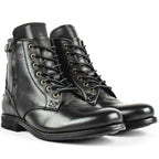 Knight Series Two-tone Side Zipper Leather Boots