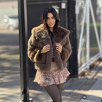 Environmental Protection Fox Fur Hooded Jacket Loose