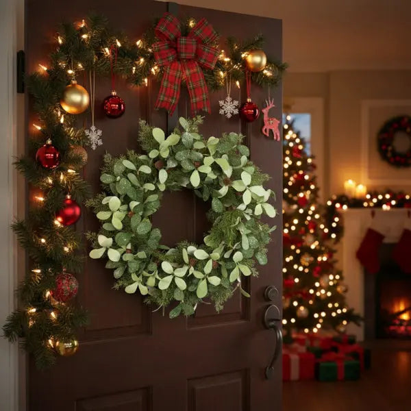 Christmas Cedar Wreath Full Luxe Greenery Holiday Door Festive Pinecone & Berry Accent FBA Shipment - The Premium