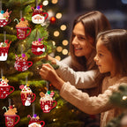 50 Pieces Christmas Wooden Ornaments Hot Cocoa Blanks Pendants Unfinished Predrilled Wood Buffalo Plaid Coffee Mug Slices Hanging For Xmas Festivals DIY Crafts Decoration, 10 Styles - The Premium