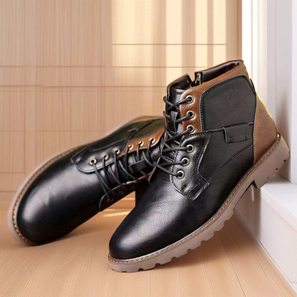 Male Martin Boots Leisure Plus Size Zip Ankle Boots