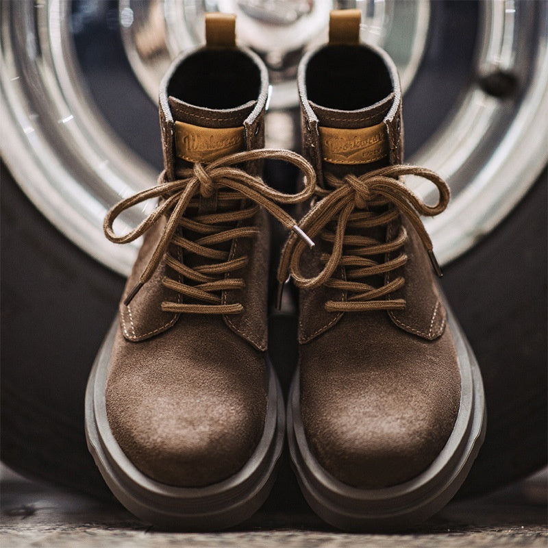 Men's Casual Retro Platform Middle High Top Suede Martin Boots