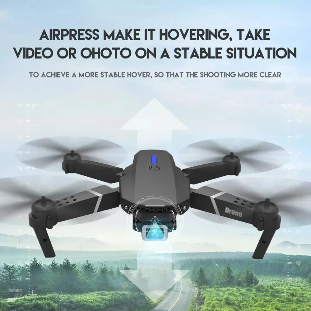 2025 E88 Pro Mini Drone With Screen Control 4K Dual Camera Optical Flow Positioning LED Lighting Remote Control