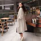 Mid-length Sweater Women's Solid Color V-neck Knitted Jacket