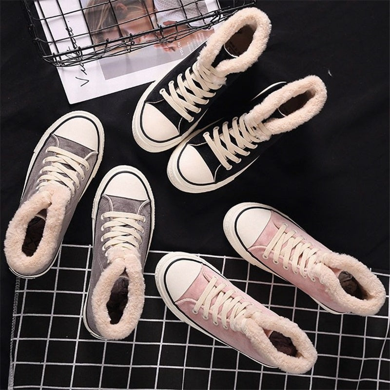Canvas Shoes Women's Plush Cotton-padded Warm-keeping Cotton Shoes