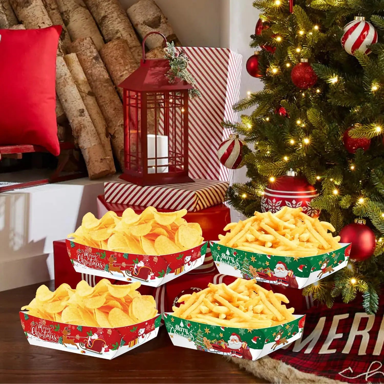 36 Christmas Paper Food Trays - The Premium