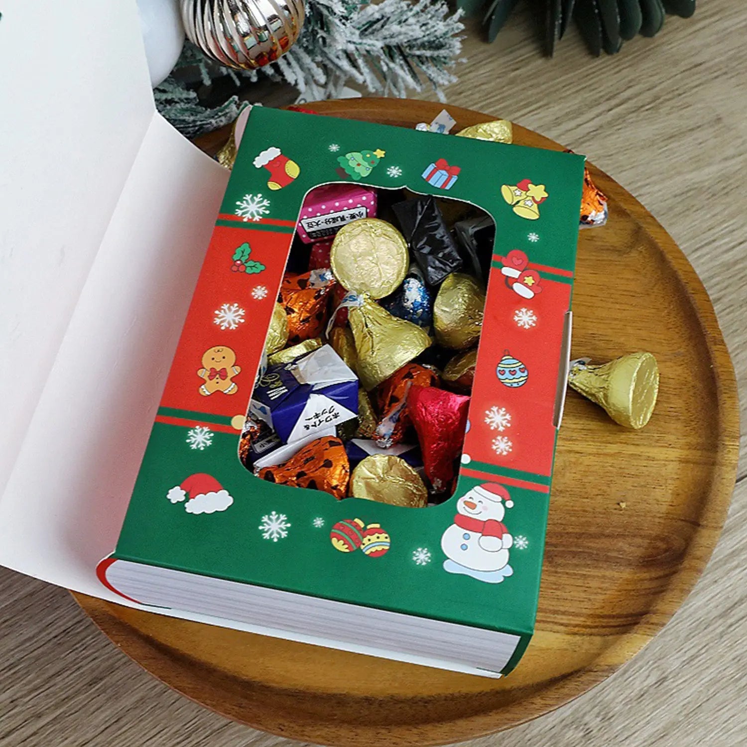10 Pcs Christmas Treat Boxes Book Shape Cartoon Candy Box Christmas Tree Santa Bakery Gift Boxes For Christmas Birthday Wedding Party Present Decoration Supplies - The Premium
