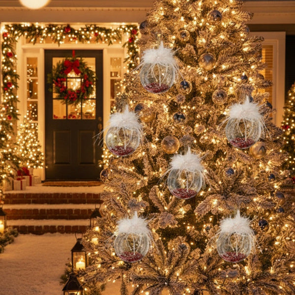 6PCS Set Glass Christmas Ornaments Decorative Hanging Balls For Tree & Holiday Party Decor Festive Home Decorations FBA Shipment - The Premium