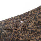 New American Vintage Leopard Print Jeans Straight Loose