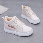 Warm Slugged Bottom Leather Surface Trendy High Top Cotton Boots