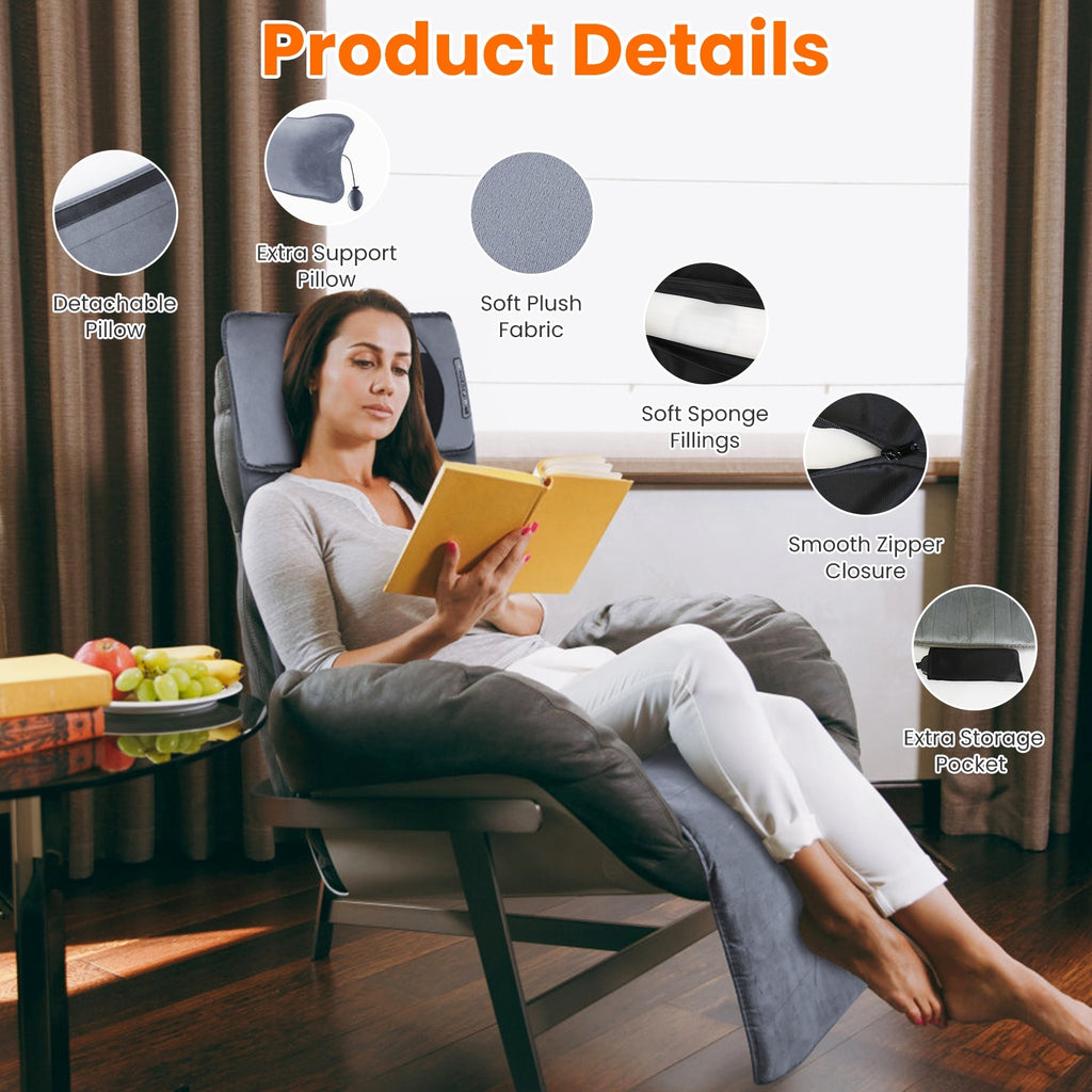 1Pc Full Body Electric Massage Mat With Heat Vibration Massage Pad Cushion Back Massage Mattress Chair Pad With Neck Massage Pillow With 10 Vibration Motors Timer Fedex Shipping