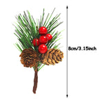 10Pcs Christmas Artificial Pine Picks Christmas Simulation Pine Needle Fake Mini Berries Pinecones For DIY Garland Flower Arrangements Holiday Wreaths Wedding Garden Xmas Tree Decorations - The Premium