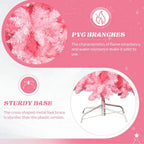 7.5 FT Hinged Christmas Tree, Artificial Pencil Christmas Tree, Unlit Artificial Christmas Pine Tree With 1075 Branch Tips And Sturdy Stand, Pink - The Premium