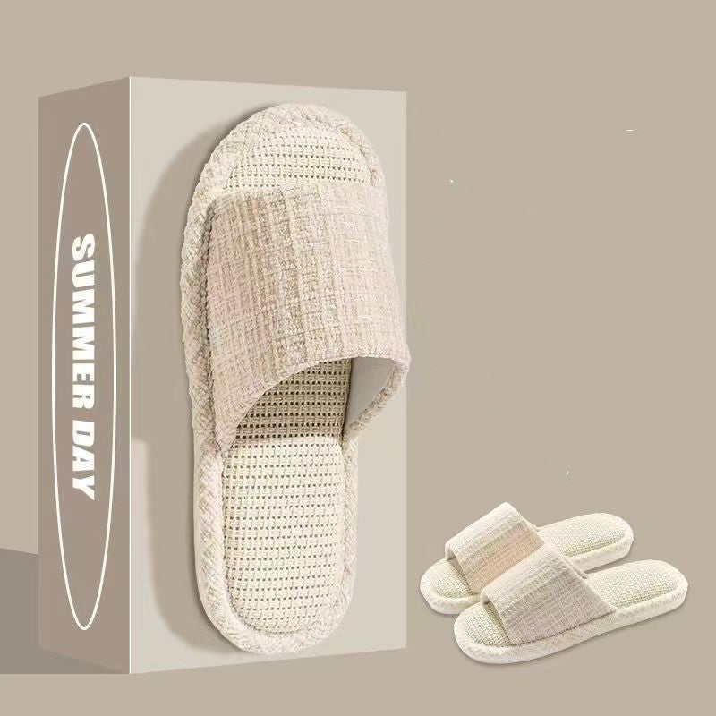 Indoor Summer Sweat Absorbing Cotton And Linen Slippers