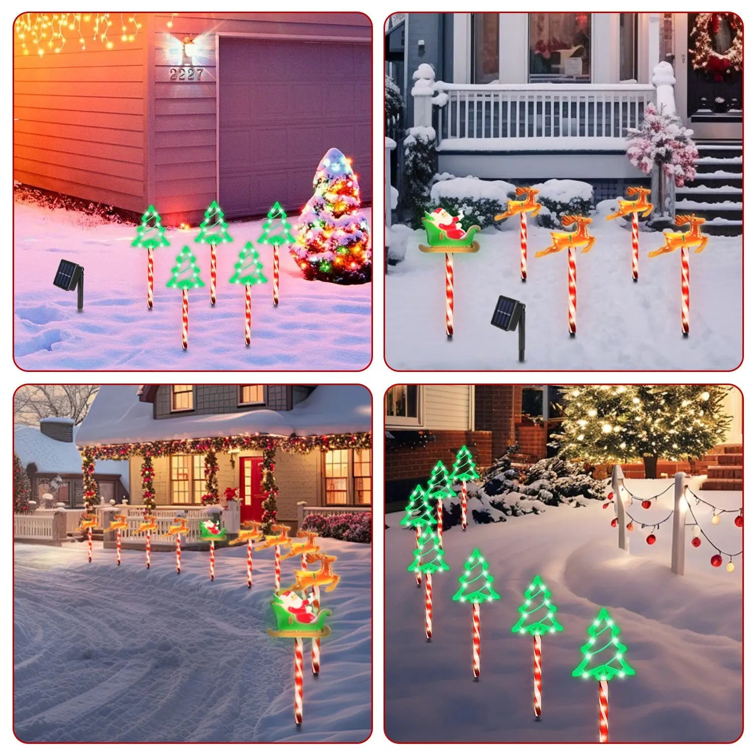 Deer Or Tree Options 5Packs Christmas Outdoor Pathway Light With 8 Modes IP44 Waterproof Xmas Decoration Stake Light Tree Candy Light For Garden Lawn Porch Yard Driveway - The Premium