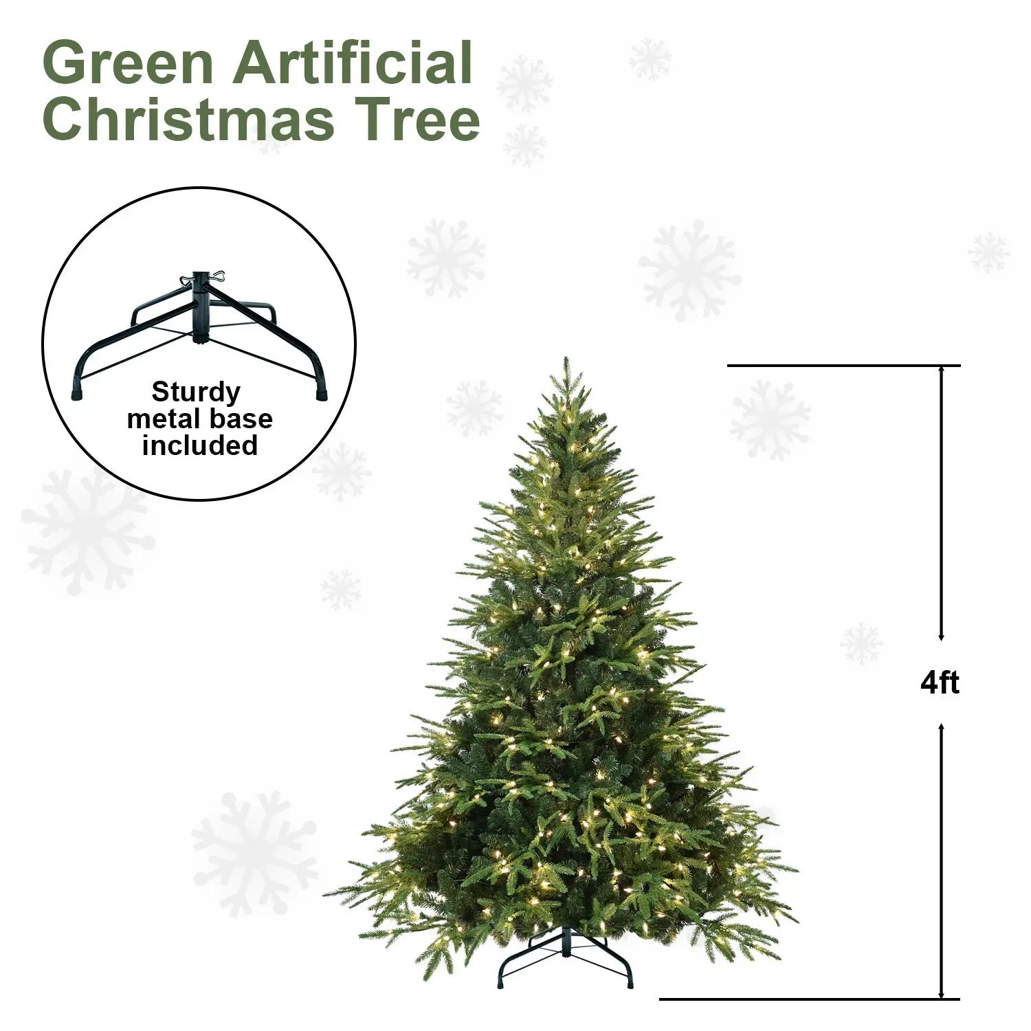 PVC Christmas Tree, Christmas Decorations, Green, With Lights - The Premium