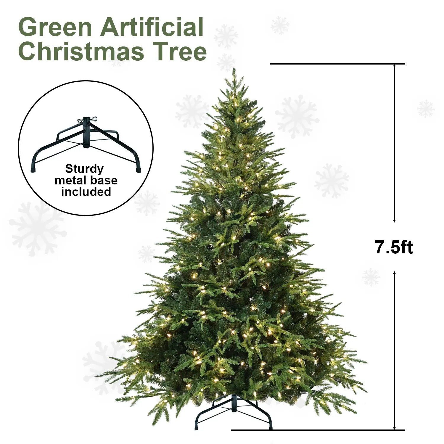 PVC Christmas Tree, Christmas Decorations, Green, With Lights - The Premium