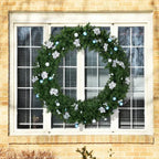 60in Pre-lit Christmas Wreath, Lighted Artificial Xmas Wreath With 220 Cold & Warm White Lights And 600 PVC Tips And DIY Ornaments, For Front Door Gate Wall Xmas Party Decorations, Light Green - The Premium