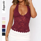 Lace Hanging Collar T-shirt Sling Women's