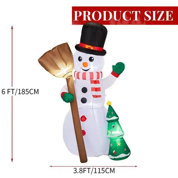 6.2FT Lighted Christmas Inflatable Decoration, Inflatable Snowman Holding Groom, Funny Blow Up Yard Decorations With Built-in LED Lights For Holiday Party Front Yard Lawn Garden Decor - The Premium