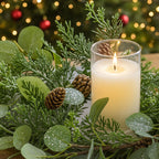 2PCS Set Christmas Wreath Eucalyptus Candle Rings 14.2in Green Artificial Plants Home Door Decor Holiday Wall Pendant FBA Shipment - The Premium