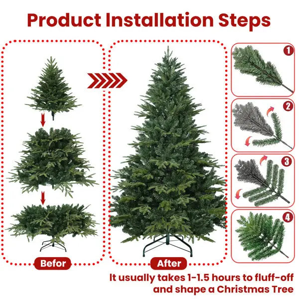 Artificial 4ft Green Christmas Tree With 856 PE PVC Mixed Branch Tips, Steel Wire, Hinged Premium & Foldable Base For Indoor Holiday Decorating - The Premium