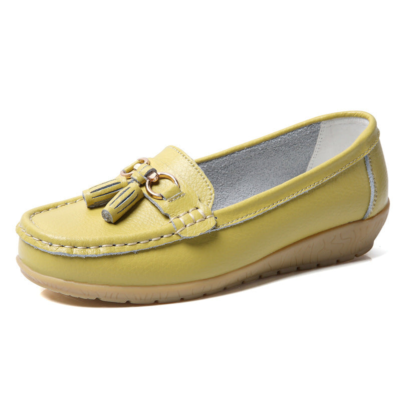 Two-layer Calf Leather Shoes Low-top Slip-on Women's Shoes