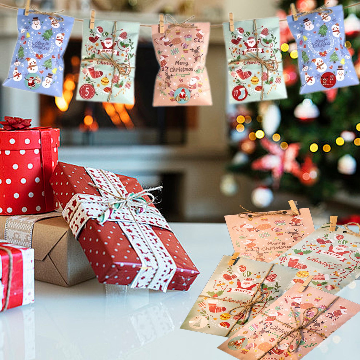 24 Christmas Calendar Gift Bags - The Premium