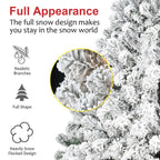 5-Foot Flocked Christmas Tree Artificial Snowy Holiday Tree With 407 Branches