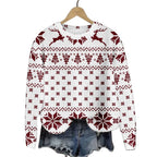 Christmas Cat Hat Snowflake Print Women's Round Neck Sweatshirt