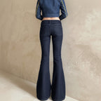 Retro Blue Low Waist Cropped Sexy Jeans Simple Style Casual Women