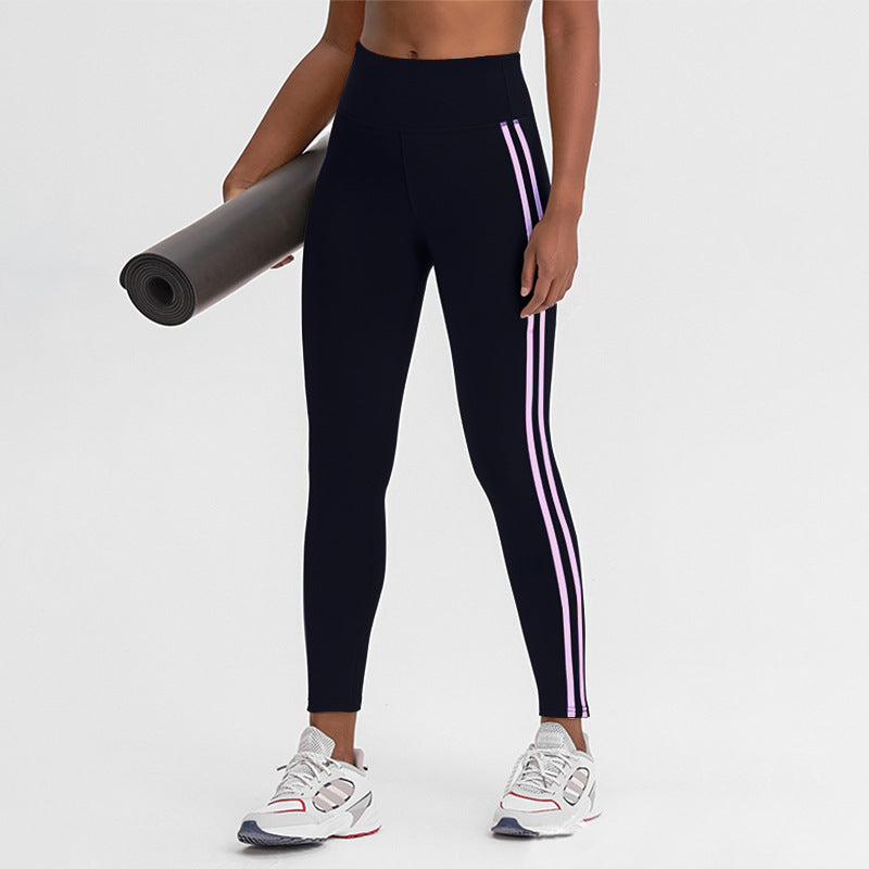 Side Striped Fitness Trousers High Waist Hip Lift