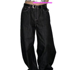 Heart Printing Jeans Women's High Waist Straight Casual