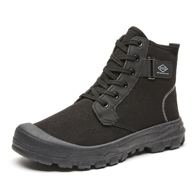 Men's High-top Side Zipper Waterproof Non-slip Wear-resistant Labor Protection Shoes