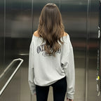 American-style Retro Shoulder Sweater Letter Print Long Sleeve