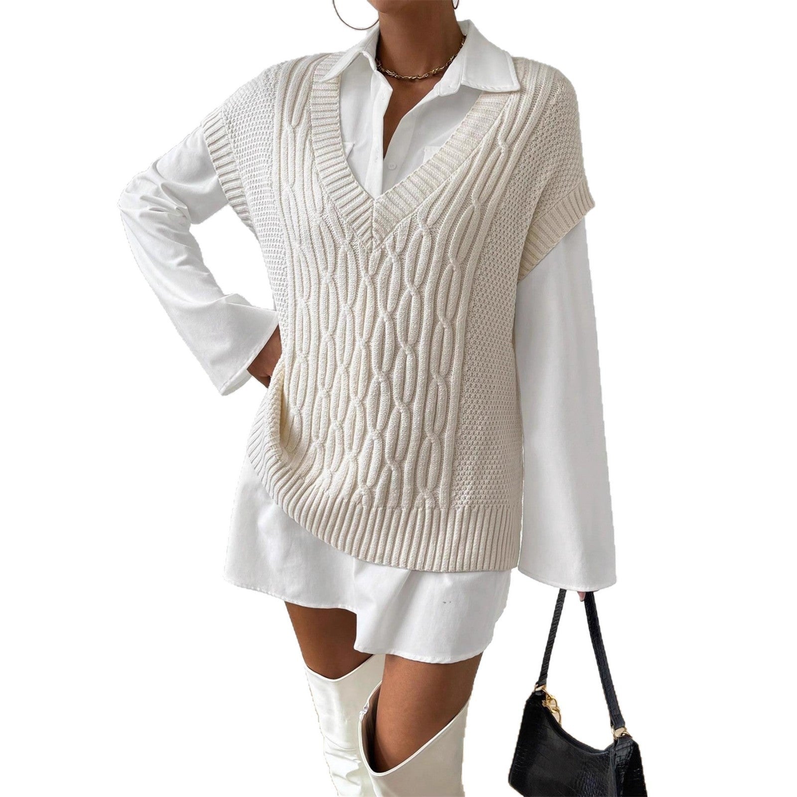 Loose Sleeveless Knit Vest Ladies