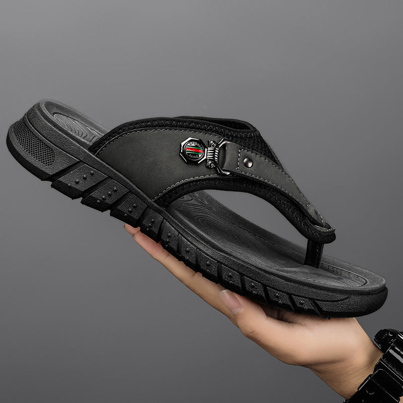 Flip Flops Men's Summer Outdoor Non-slip Wear-resistant Flip-flops Soft Bottom