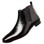 Leather Breathable Lychee Pattern High-top Shoes