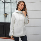 Women's Retro Color Block Hooded Casual Jacket