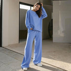 Women's Solid Color Fashionable European And American Sportswear Casual Set