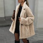 Women's Imitation Fur Thick Coat Solid Color Loose Casual