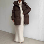 Casual Waist Tight Skinny Slimming Hooded Mid-length Bread Cotton-padded Jacket