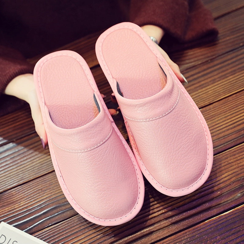 Home Leather Slippers Men's Plus Size Spring And Autumn Waterproof Platform