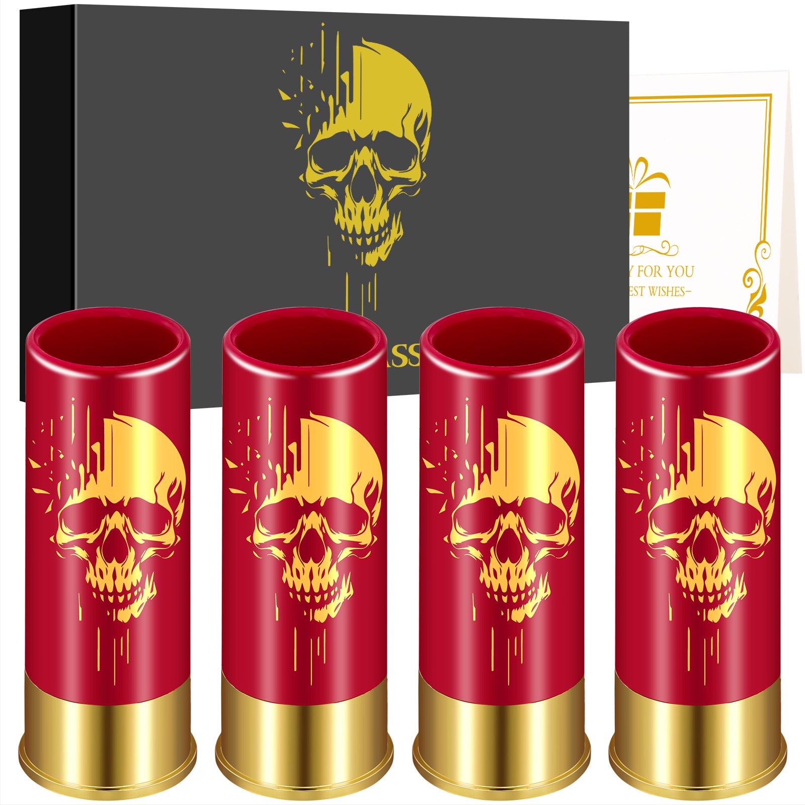 4pcs Skull Shot Glasses, 1.5oz - Reusable, High-Quality Plastic Bullet Cups For Whiskey, Cocktails & Wine, Perfect For Bars, Parties & Gifts