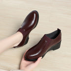 Women's Minimalist And Versatile Wedge Heel Leather Shoes