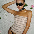 Women's Fashion Letter Print Strapless Vest